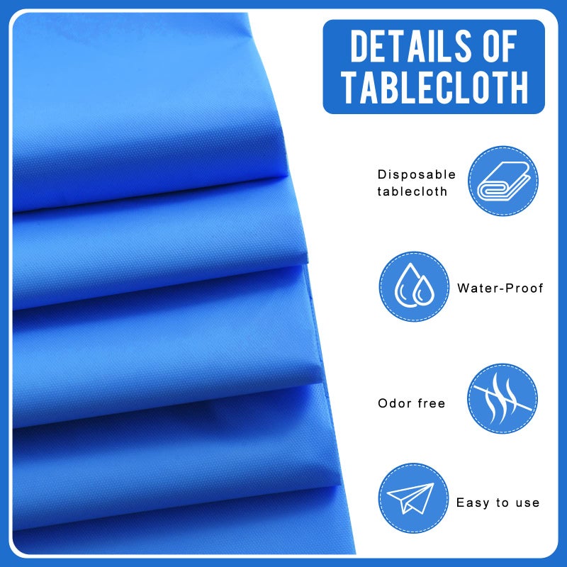Eleclassi Royal Blue 12 Pack Premium Disposable Plastic Tablecloth 54 x 108 Inch - Waterproof Disposable Tablecloth for Rectangle Tables Up to 8 Feet in Length - Plastic Table Cloth Disposable - Image 3